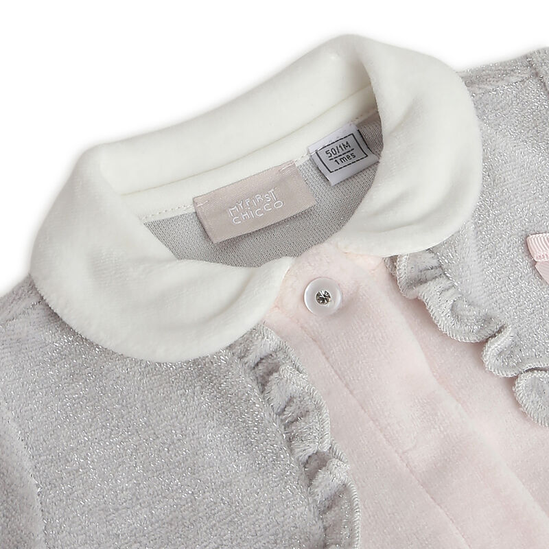 Girls Light Pink Printed Front Opening Babysuit image number 2